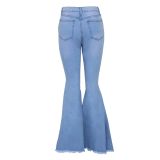 EVE Plus Size Denim Ripped Hole Flared Jeans HSF-2118