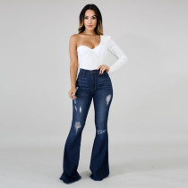 EVE Plus Size Ripped Hole Skinny Flared Jeans HSF-2229