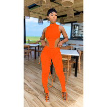 EVE Sexy Solid Sleeveless Two Piece Pants Set IV-8169