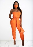 EVE Solid Sashes Tube Jumpsuits Without Mask WUM-2132