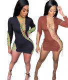 EVE Sexy Lace Up Hollow Out Long Sleeve Mini Club Dress SXF-2102105