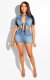 EVE Denim Tie Up Tops Jeans Shorts Two Piece Suits BS-1252