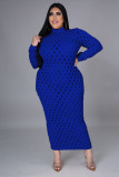 EVE Plus Size 5XL Solid Long Sleeve Hole Maxi Dress OSM2-5278