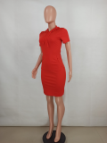 EVE Casual Solid Short Sleeve Split Mini Dress YD-8363