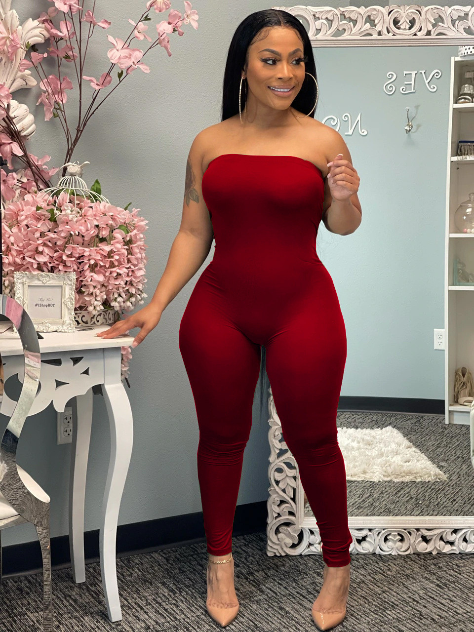 EVE | Wholesale EVE Solid Off Shoulder Tight Tube Jumpsuits WSM-5228 ...
