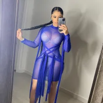 EVE Plus Size Sexy Mesh See Through Club Dress Without Underwear MTY-6506