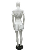 EVE Sexy Tie-up One Word Collar Nightclub Fashion Short Skirt Suit LS-0340