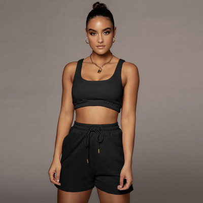 EVE Casual Sports Solid Color Sleeveless Top And Shorts Two Piece Sets CH-8163