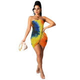 EVE Sexy Printed Wrap Breast Mini Dress TK-6157