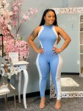 EVE Color Splice Sleeveleeve Tight Jumpsuits WSM-5227