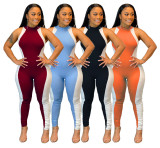 EVE Color Splice Sleeveleeve Tight Jumpsuits WSM-5227