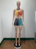 EVE Paisley Print Lace Up Cami Top Shorts 2 Piece Sets DAI-8335
