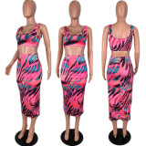 EVE Sexy Printed Tank Tops Midi Skirt Two Piece Sets DAI-8115
