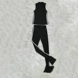 EVE Fashion Black Slim Vest Pants Two Piece Sets YH-5209
