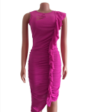 EVE Fashion Folds Irregular Sexy Midi Dress WUM-2317