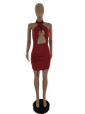 EVE Solid Sexy Hater Backless Hollow Club Dress CQF-952