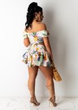 EVE Floral Print Crop Top Mini Skirt Two Piece Sets OD-8437