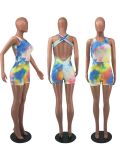 EVE Sexy Tie Dye Backless One Piece Romper FOSF-8064