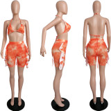 EVE Sexy Mesh Tie Dye Bra Top And Shorts 2 Piece Sets MIL-206