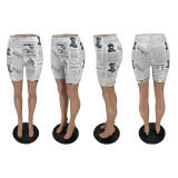 EVE Newspaper Print Casual Shorts ZNF-9042