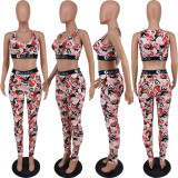 EVE Fashion Print Fitness Sports Crop Top And Leggings 2 Pieces Set ANNF-0002