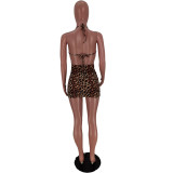 EVE Sexy Leopard Print Tie-up Backless Mini Dress YIDF-1295