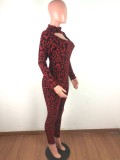 EVE Sexy Leopard Long Sleeve Slim Jumpsuit OSM-4332