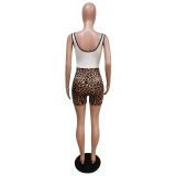 EVE Slim Casual Sports Yoga Leopard Print Rompers MEM-8345