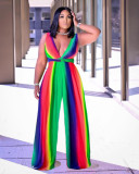 EVE Fashion Sexy Rainbow Stripes Jumpsuit MN-9299