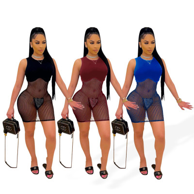 EVE Fashion Mesh Splice Sexy Mini Dress OY-6276