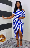 EVE Fashion Plus Size Casual Striped Tie Dye Print Dress WAF-7166