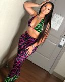 EVE Sexy Printed Halter Backless Two Piece Sets LSF-9078