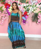 EVE Fashion Tie-dye Print Camisole And Long Skirt Two Piece Sets TK-6170
