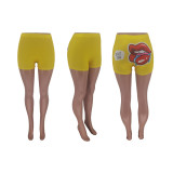 EVE Lip Print Bodycon Mini Shorts ZNF-9056
