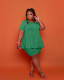 EVE Plus Size Fat MM Solid Short Sleeve Two Piece Sets LP-6286