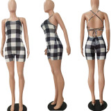 EVE Plaid Print Backless Strappy Romper NYF-8057