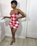 EVE Plaid Print Backless Strappy Romper NYF-8057