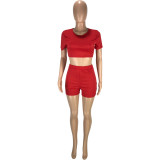 EVE Solid T Shirt And Shorts Casual 2 Piece Sets MEI-9170