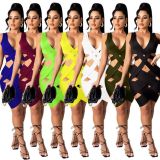 EVE Plus Size Sexy V Neck Sleeveless Hollow Bandage Dress LSD-9098