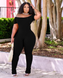 EVE Sexy Solid Slash Neck Short Sleeve Bodycon Jumpsuit HM-6517