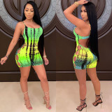EVE Sexy Tie Dye Printed Hollow Backless Romper IV-8211