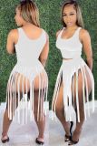 EVE Solid Tank Top Tassel Skirt Two Piece Sets JH-236