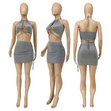 EVE Sexy Strappy Backless Mini Skirt 2 Piece Sets WMEF-2037