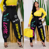 EVE Casual Loose Printed Sashes Long Pants WSYF-5856