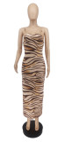 EVE Sexy Leopard Spaghetti Strap Maxi Dress WSYF-5837