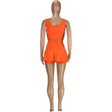 EVE Solid Color Sports Tank Top And Culottes Two Piece Suits MEI-9158
