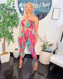 EVE Sexy Tie Dye Hollow Out Backless Jumpsuit WUM-2148
