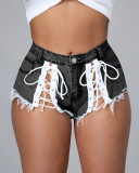 EVE Sexy Denim Lace Up Jeans Shorts YD-8376