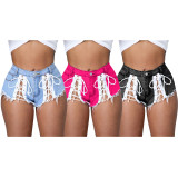 EVE Sexy Denim Lace Up Jeans Shorts YD-8376