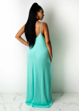 EVE Plus Size Solid Spaghetti Strap Pocket Loose Maxi Dress ARM-8267